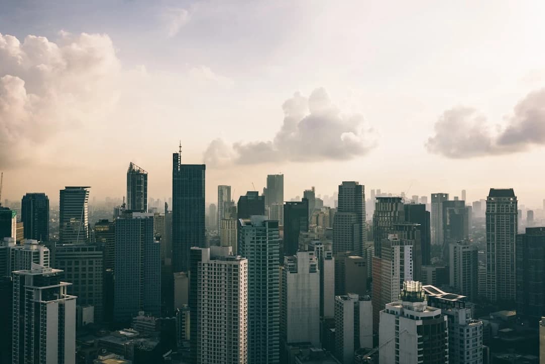 European business district skyline